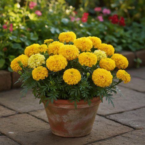 African Marigold Spun Yellow Dwarf Flower Seeds